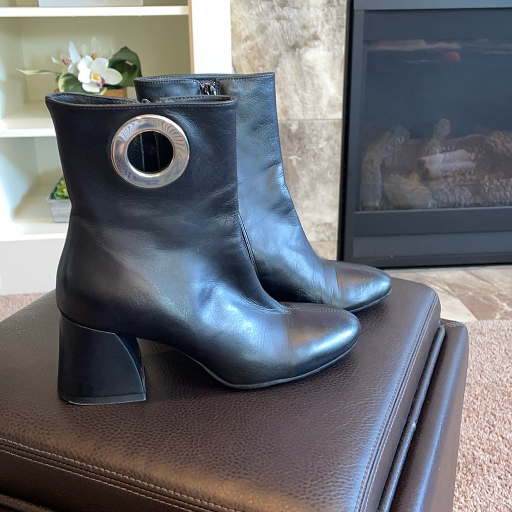 Black leather boots